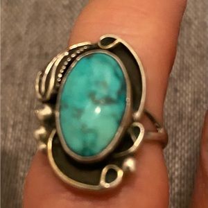 Turquoise and sterling silver ring. Size 6